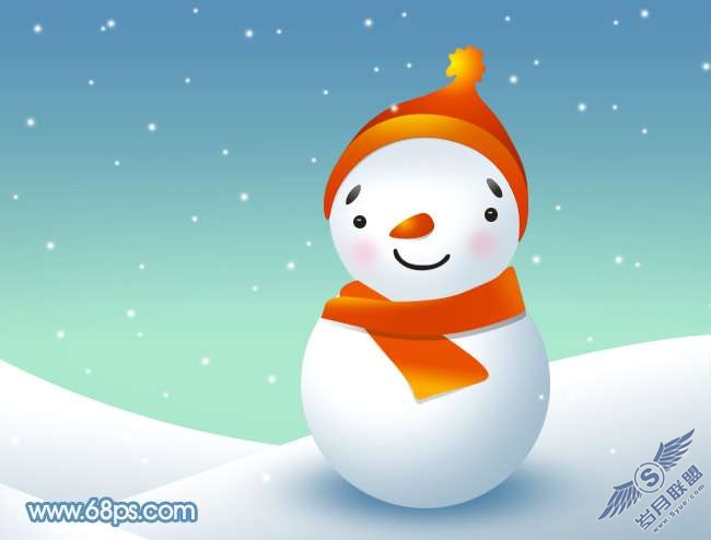 Photoshop制作可爱的卡通雪人教程【图】_