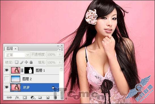 photoshop照片处理:使用抠图改变美女照背景图【图】_