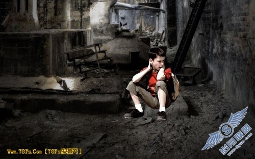 Photoshop合成教程:废墟中的小男孩