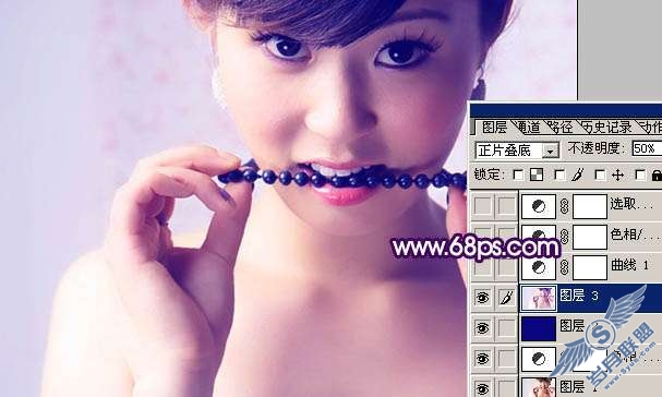 Photoshop照片处理:调色出紫灰色的人物照片【图】_