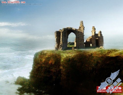 Photoshop用多种素材合成唯美古代遗址