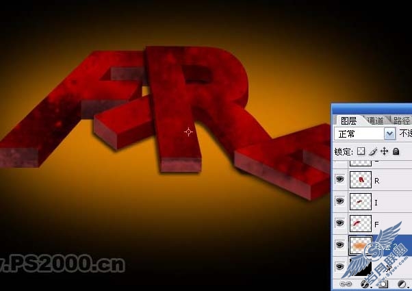 Photoshop制作漂亮的立体火焰字