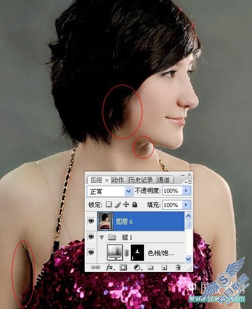 巧用选区给偏色人像较色及美白