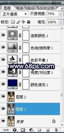 Photoshop调出美女的怀旧深蓝色