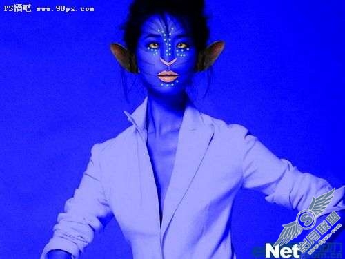 photoshop照片处理:将美女处理成阿凡达人物【图】_