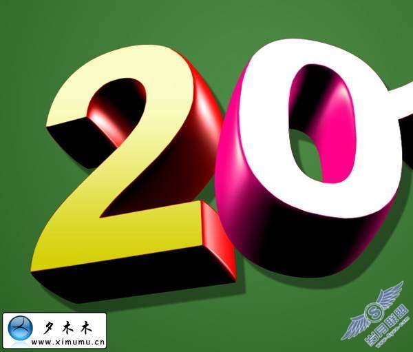 Photoshop文字特效:制作2010花纹装饰的3D文字【图】_