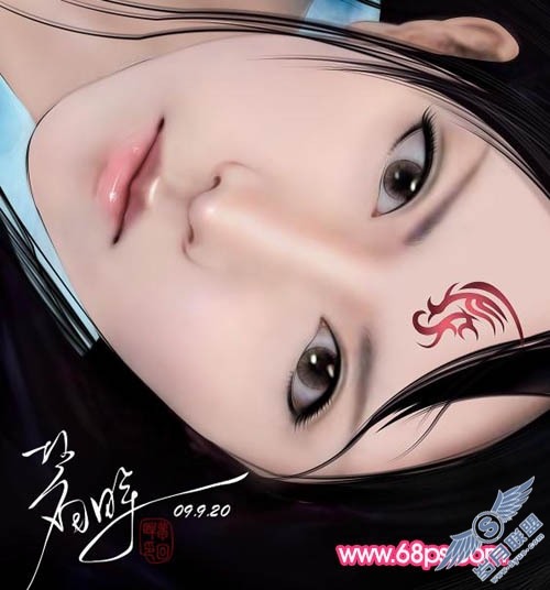 Photoshop鼠绘漂亮的古典美女插画