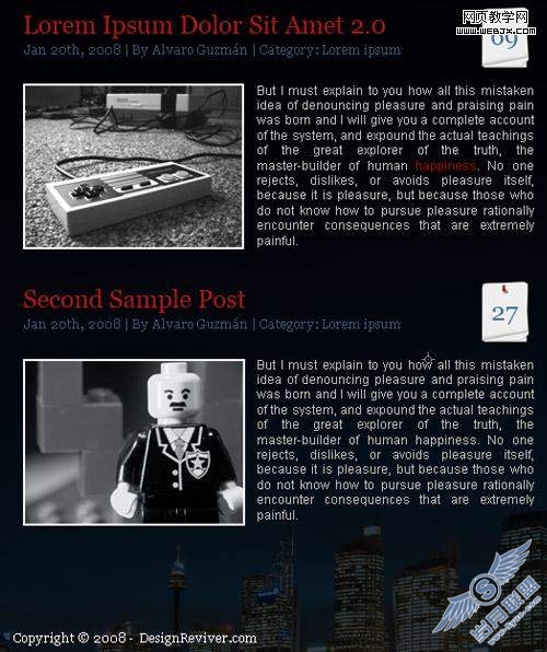 Photoshop制作wordpress博客模板网站的设计