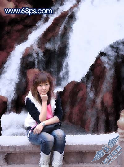 Photoshop调出外景人物照片淡水彩画效果