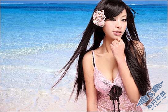 photoshop照片处理:使用抠图改变美女照背景图【图】_