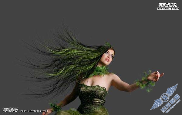 Photoshop合成教程:制作幽暗森林里的绿色魔女【图】_