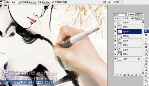 AdobePhotoshopCS3打造水墨风格美女(3)