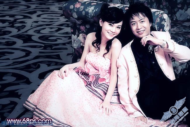Photoshop调出浪漫的蓝紫色婚片