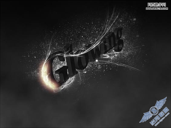 Photoshop制作超酷的光束装饰的立体字