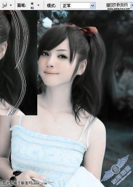 Photoshop照片仿手绘教程:另类色调美女照片