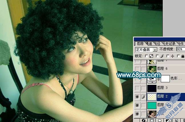 Photoshop照片处理:调色出制作室内人物照片粉青色【图】_