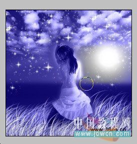 Photoshop教程:蓝色梦幻星光MM唯美艺术效果