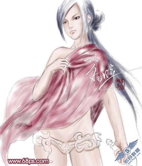 Photoshop鼠绘教程:制作古代穿红袍的女战士【图】_