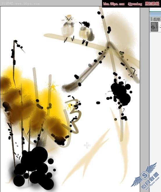 Photoshop鼠绘: 重彩水墨画《私语》