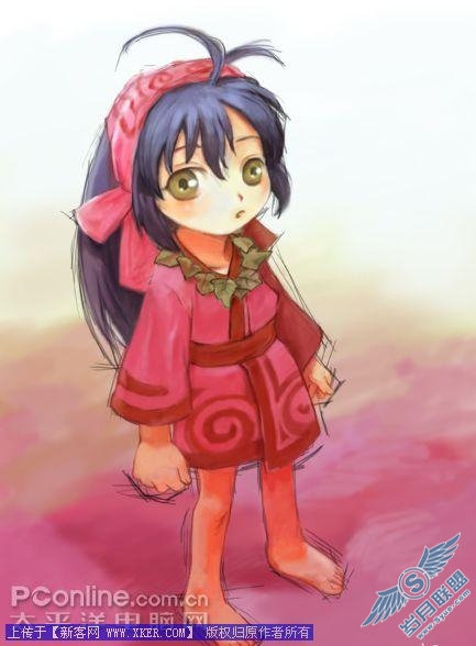 Photoshop CS3绘制可爱卡通漫画MM