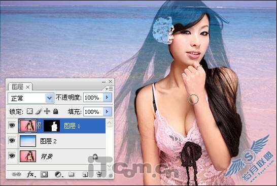 photoshop照片处理：使用抠图改变美女照背景图【图】_