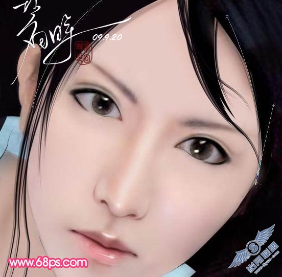Photoshop鼠绘漂亮的古典美女插画