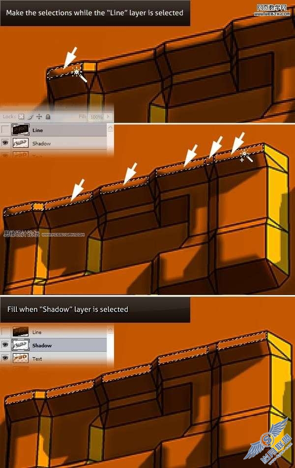photoshop文字特效:制作三维砖块效果文字【图】_