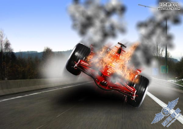 Photoshop照片合成教程:着火的疯狂F1赛车