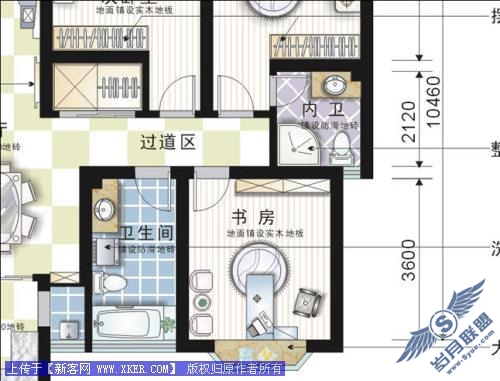 Coreldraw绘制彩色装修平面图_天极设计在线整理