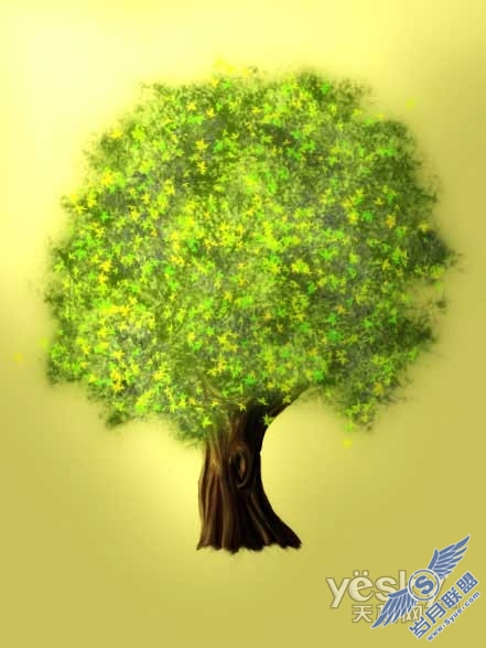Photoshop鼠绘梦幻的绿色卡通树