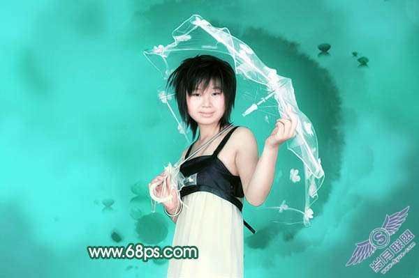 Photoshop照片处理:制作淡水墨背景照片【图】_