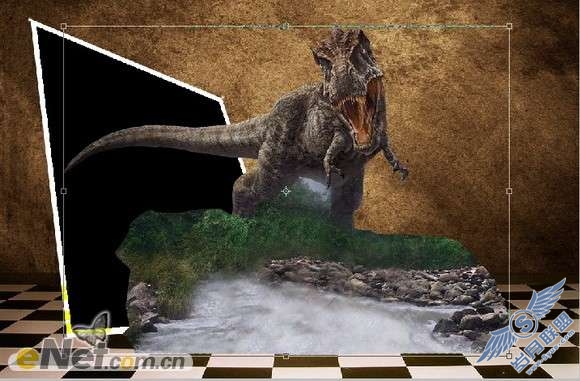 Photoshop合成恐龙穿过相框<a href=http://www.syue.com/Hacker/Case/ target=_blank class=infotextkey>入侵</a>的效果