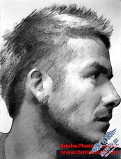 用Photoshop为贝克汉姆画粉笔画素描