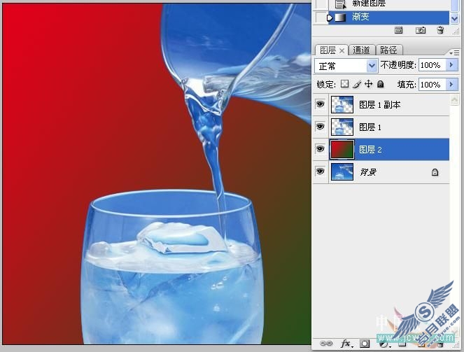 Photoshop初学者实例教程:混合选项抠出透明玻璃杯