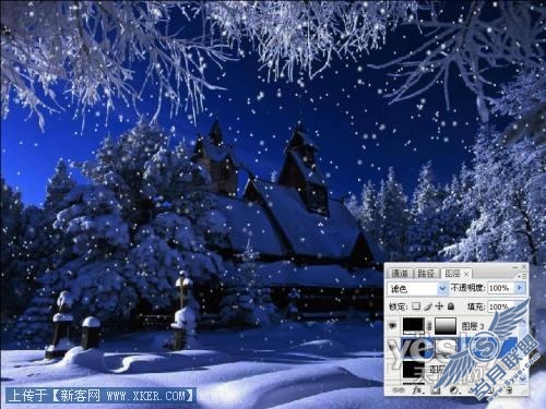 Photoshop将普通照片处理为圣诞夜景_天极设计在线原创