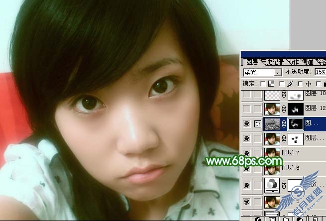 Photoshop为轻微偏蓝的人物照片磨皮及美化