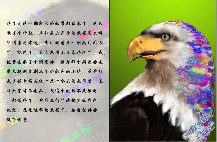 PhotoShop鼠绘一只彩色羽毛的鹰