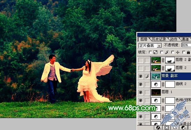 PhotoShop照片处理:打造梦幻的绿色艺术婚片