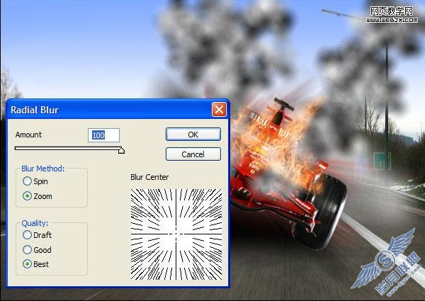 Photoshop照片合成教程:着火的疯狂F1赛车