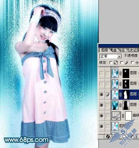 Photoshop给美女照片加上时尚动感背景