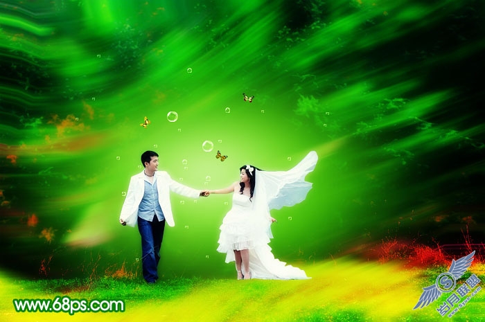 PhotoShop照片处理:打造梦幻的绿色艺术婚片