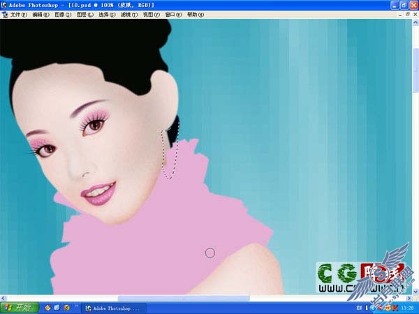 Photoshop鼠绘漂亮的紫色婚纱美女