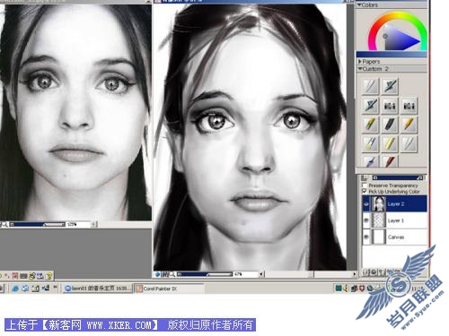 用Painter9临摹照片绘人像素描_天极设计在线整理