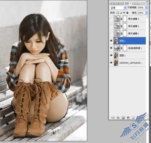 Photoshop打造黄绿色调冷酷美女