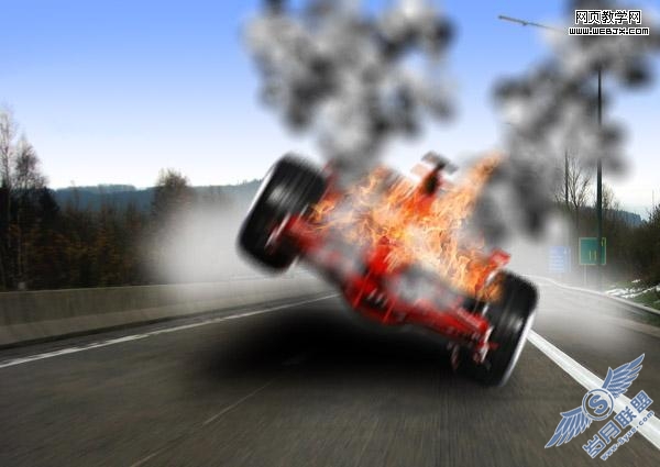 Photoshop照片合成教程:着火的疯狂F1赛车