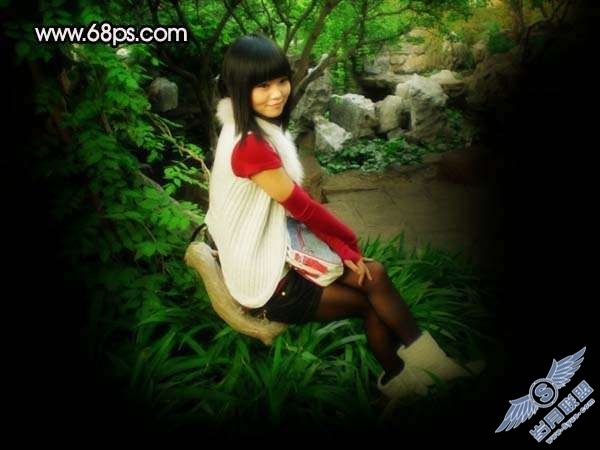 Photoshop照片处理:调出可爱暗红色的美女照片