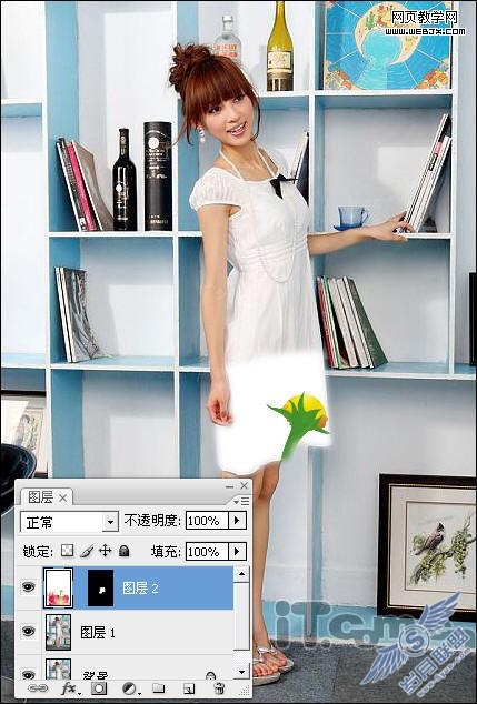 Photoshop为美女连衣裙添加美丽花纹特效