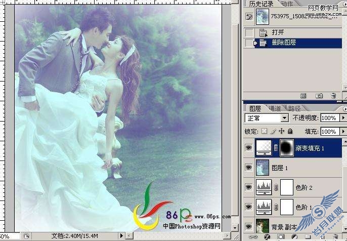 Photoshop照片处理:制作梦幻的爱琴乐章婚纱照