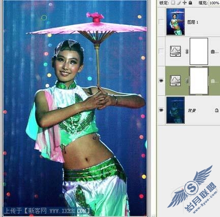Photoshop曲线修复严重偏暗的舞台照片