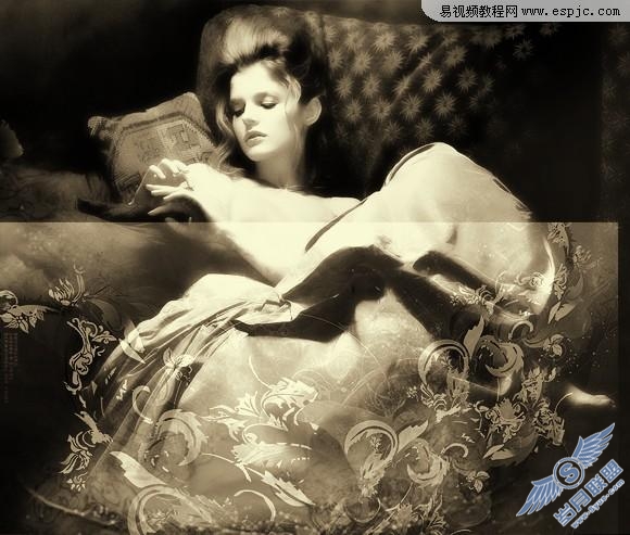 photoshop多图合成柔美的古典美女效果